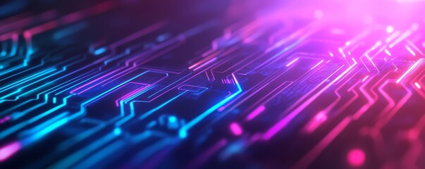 Glitch effect UI coder, digital distortion and neon light reflections