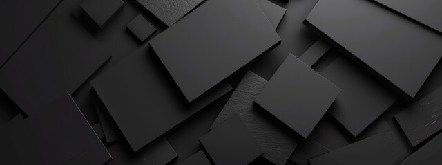 Fototapeta premium Abstract minimalist wallpaper with basic geometric shapes and lines on black background. Featuring white space in the center for text, ideal for design templates and modern banners.