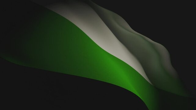 A closeup, spotlight-lit realistic 3D animation of a waving neutrois pride flag, showcasing its vibrant colors and smooth, flowing motion