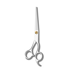 Sleek professional hairdressing scissors with sharp stainless steel blades and ergonomic handles isolated on a white background realistic 3d vector, for barbers, hairstylists and grooming barbershop.