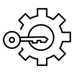 Simple Cybersecurity Outline Icon – Data Protection and Digital Security Symbols