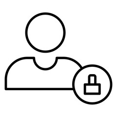 Simple Cybersecurity Outline Icon – Data Protection and Digital Security Symbols