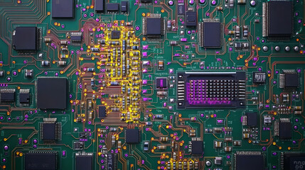 Abstract Circuit Board Design With Glowing Lines