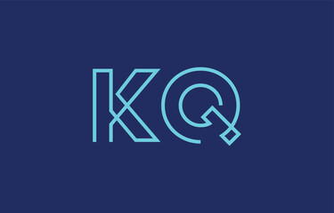 Illustration of creative typography featuring stylized letters K and Q with a minimal blue color theme, suitable for branding and graphic design inspiration.