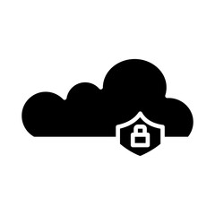 Simple Cybersecurity Glyph Icon – Secure Network Protection Symbol