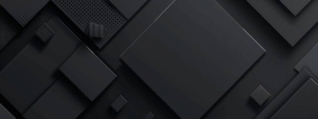 Fototapeta premium Photo of black background with clean geometric patterns for design, banner template, white space in the center of the page for text. Modern geometric wallpaper with copy space.