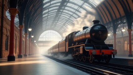 view of a train approaching a train station
