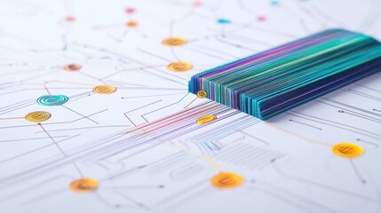 Abstract Digital Network Design With Colorful Lines And Data Points