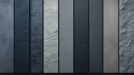 Diverse slate grey texture samples, design inspiration.