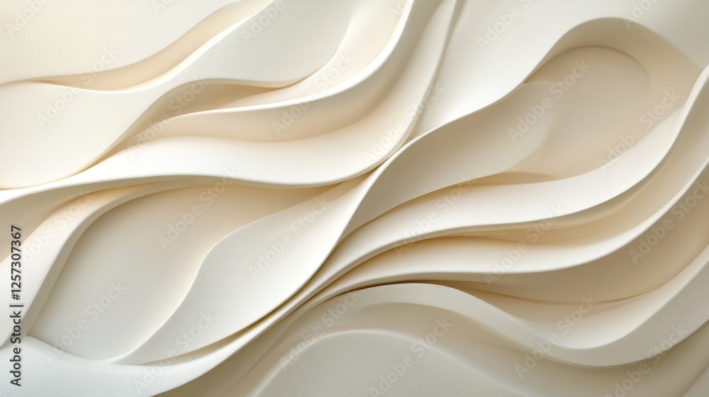 Wall mural creamy undulating layers create an abstract flowing elegant backdrop