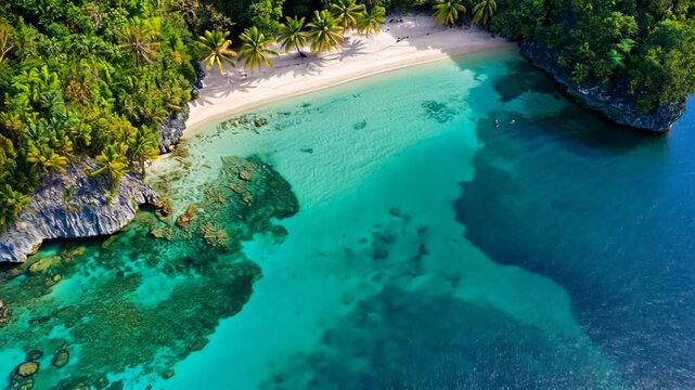 ariel view of beautiful seashore with mangrove forest and blue water	
