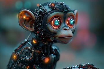 Cybernetic Monkey Robot Digital Art Image