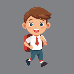 School Kid happily Going Their School Vector