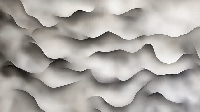 Abstract grayscale waves, textured surface, undulating forms.