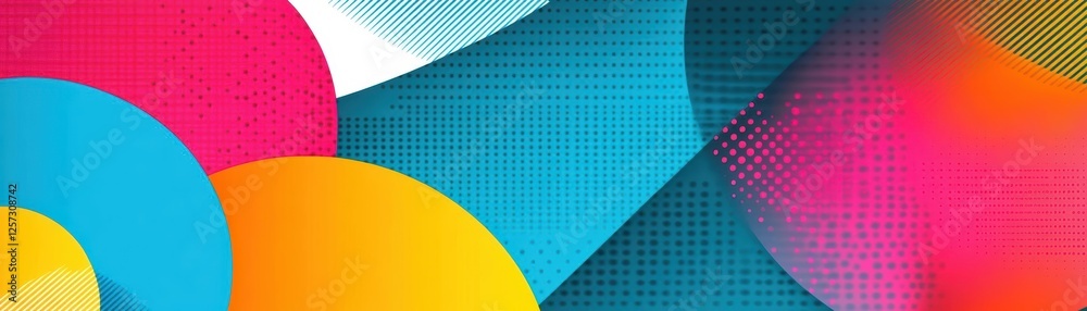 Poster Abstract colorful background with various geometric shapes and patterns in vibrant hues and tones