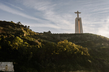 Cristo Rei Monument Overlooking Lisbon at Sunset