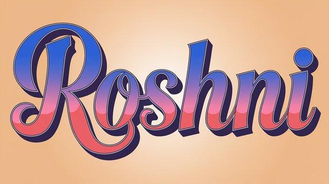 name Roshni in bright gradient letters on plain background
