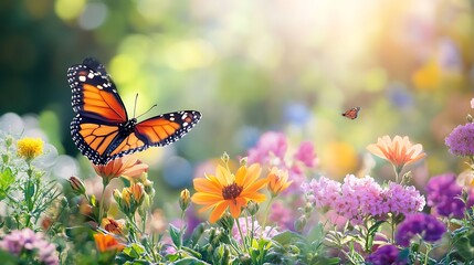 Monarch Butterfly in a Vibrant Summer Meadow