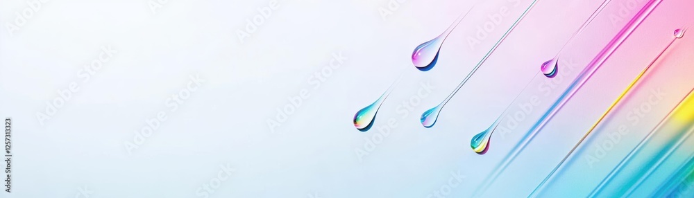 Aufkleber Close up of water drops on a smooth blue surface creating a calming and refreshing background