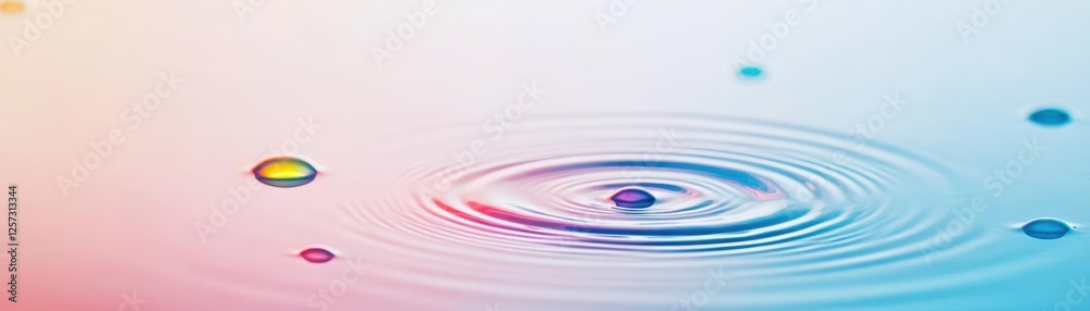 Poster water drops creating ripples in a calm pool surface during daylight hours