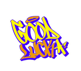 graffiti letters GOOD LUCK isolated full colors style