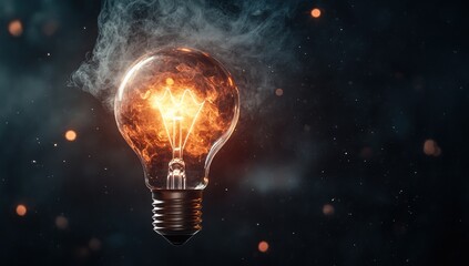 Burning Bright: An Illuminated Glass Bulb Ignites with Fiery Passion, Embracing Innovation and Creative Energy.