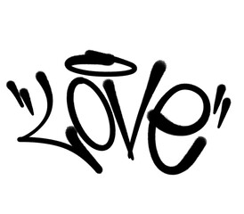 love in sprayed graffiti letters isolated hand drawn calligraphy style © frawwws