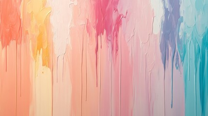 An abstract painting features blended colors with dripping paint effect