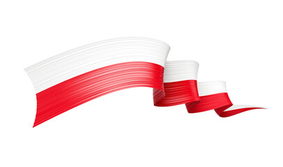 3d Flag Of Poland Country, 3d Wavy Shiny Poland Ribbon Isolated 3d illustration