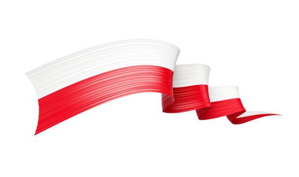 3d Flag Of Poland Country, 3d Wavy Shiny Poland Ribbon Isolated 3d illustration