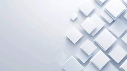 A modern white background with geometric 3D squares, sleek minimal design