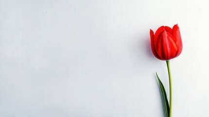 Obraz premium Single tulip with watercolor textures on a white canvas
