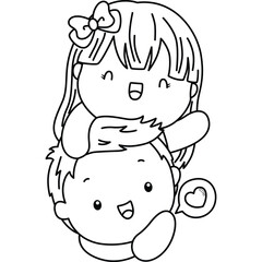 a vector of valentine couple in black and white coloring