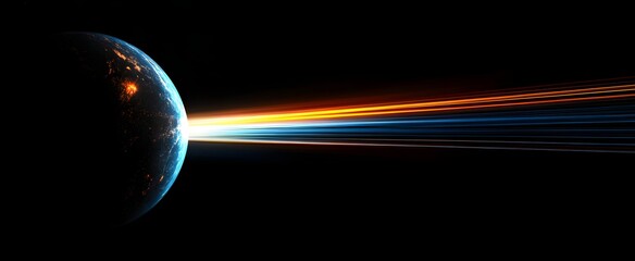 Planet in Space with Light Trails (1)