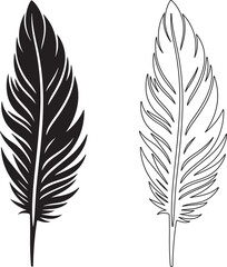 Obraz premium feather line art black silhouette design vector art illustration