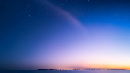 Vibrant Sunset Over Horizon With Stars