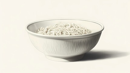 Steaming ramen bowl with intricate artistic details, suitable for restaurant decor, menu illustrations, and food-related editorial designs, classic pen-and-ink style