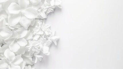 Obraz premium Serene White Flowers on White Background: Minimalist Floral Photography