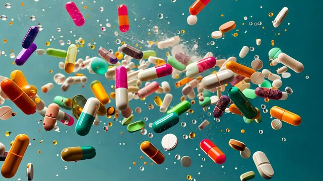 Floating pills and capsules in energetic motion