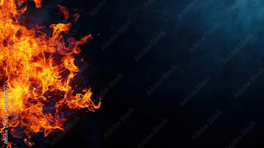 Aufkleber bright flames burning on a dark background creating a striking visual contrast and dramatic effect