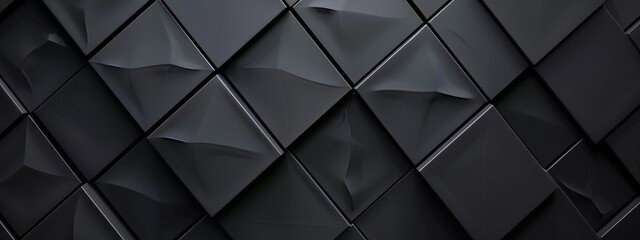 Obraz premium Minimalist abstract wallpaper with a diamond pattern on a black background. Banner template with white space for text, perfect for modern and professional design uses.