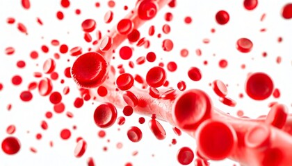 Microscopic View of Red Blood Cells Flowing Through Vessels Human Circulatory System