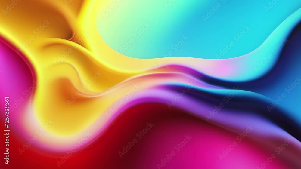 Poster Abstract playful color waves in vibrant hues. The flowing patterns create a dynamic and energetic design