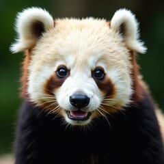 Close-up of a panda's endearing face, soft fur texture, close-up, asia, panda