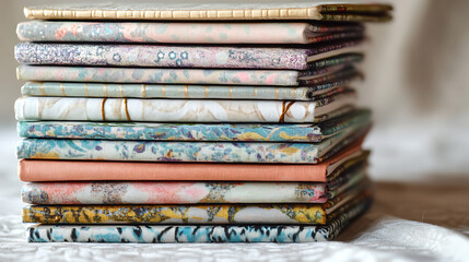 Stack Of Decorated Notebooks With Various Patterns