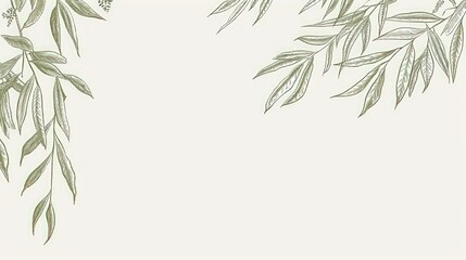 Elegant Olive Branch Border Design,  Botanical Illustration,  Nature Inspired Background,  Green Leaf Frame,  Simple Plant Decor