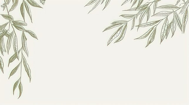 Elegant Olive Branch Border Design,  Botanical Illustration,  Nature Inspired Background,  Green Leaf Frame,  Simple Plant Decor