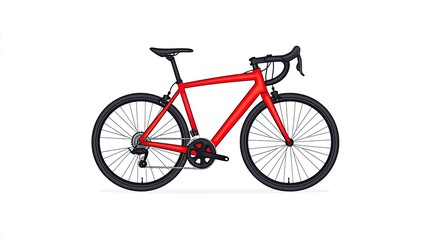 Vibrant red racing bicycle on a white background, showcasing sleek design and modern features