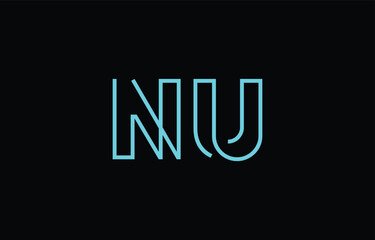 Fototapeta premium Illustration of creative typography featuring stylized letters N and U with a minimal blue color theme, suitable for branding and graphic design inspiration.