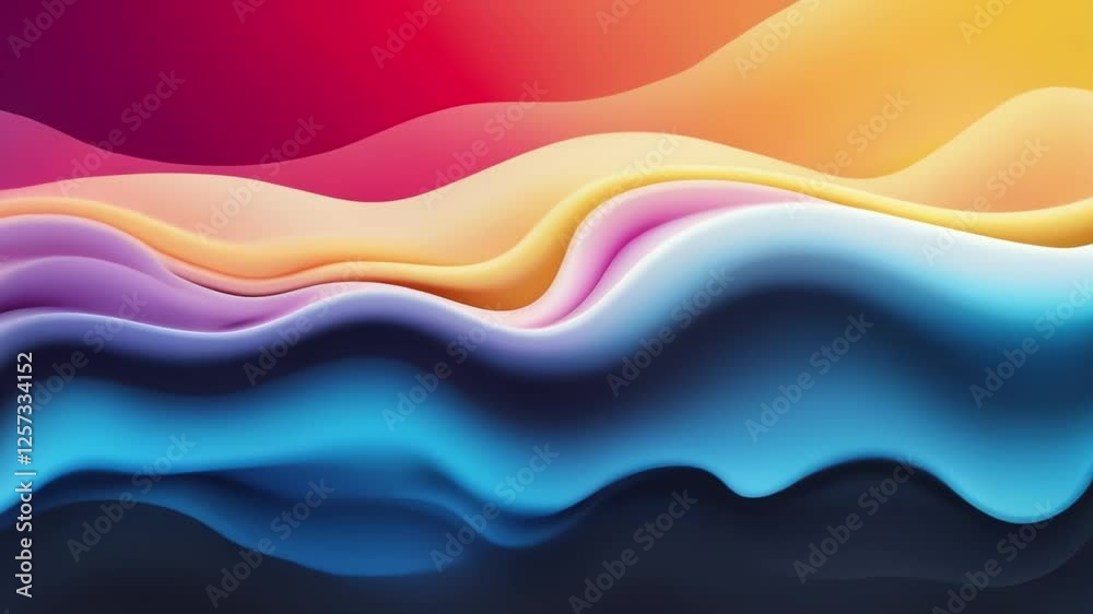 Poster Abstract playful color waves in vibrant hues. The flowing patterns create a dynamic and energetic design